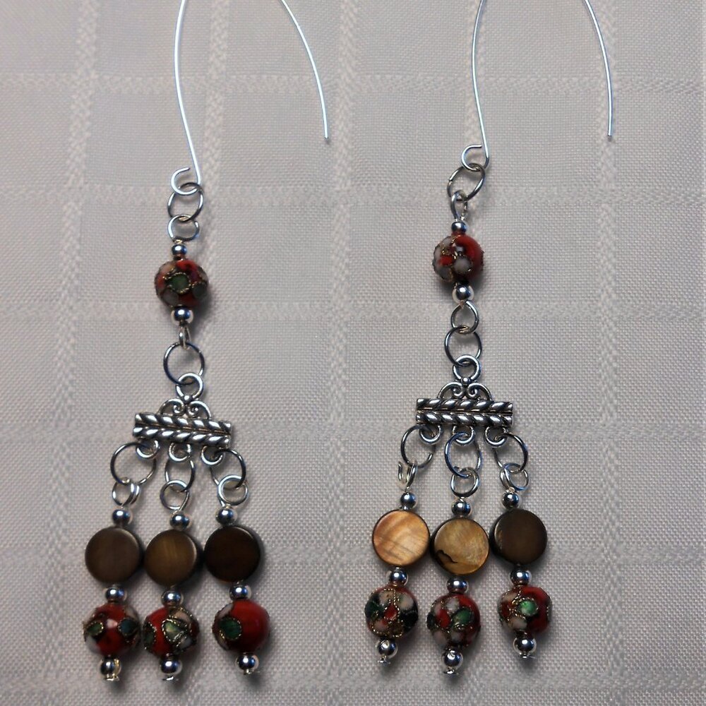 No 498 Beautiful handmade chandelier earrings with japanese metal beads